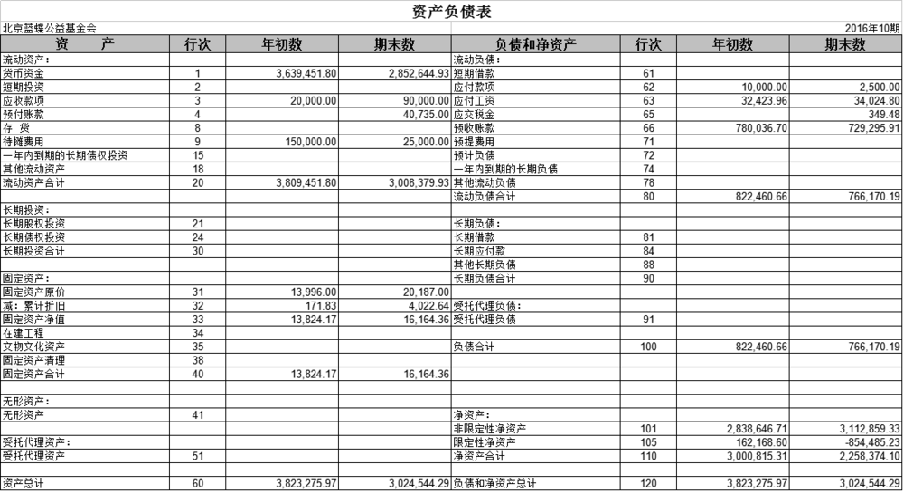 16年10月 16年11月财务报表